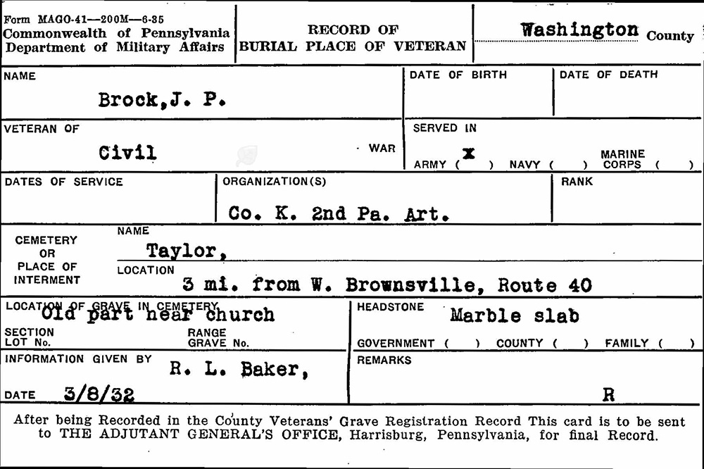 veteran burial card